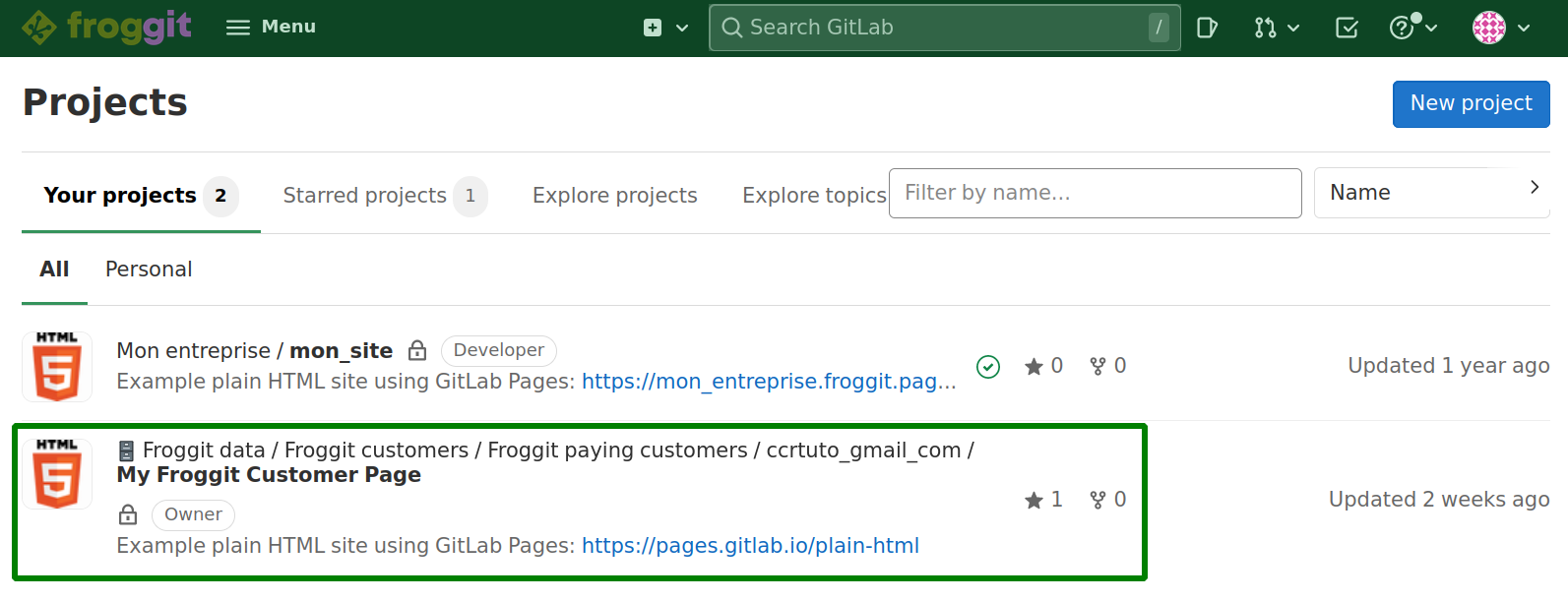 My Froggit Customer Page